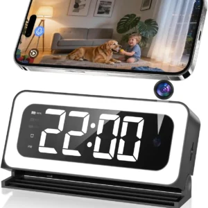 Wesecuu Smart Clock Camera, 2K Indoor Cameras for Home Security, Two-Way Talk.