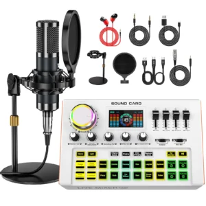 Tenlamp Professional Live Sound Card Audio Mixer Full Set,