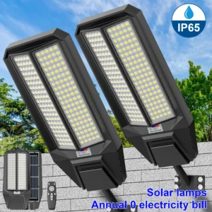 2-Pack 9000W Large Super Bright Solar Street Light, Driveway.