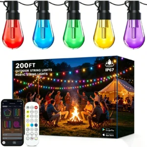 200FT RGB+IC Outdoor String Lights IP67 Waterproof.
