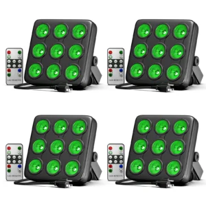 Datewink 4Pcs Square Par Lights RGBW 9LEDs.