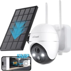 ieGeek 5MP Wireless Outdoor WiFi Surveillance Camera, Solar Camera, 360 Degree Camera.