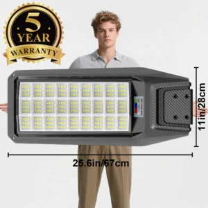 Outdoor waterproof solar light with motion sensor, timer.