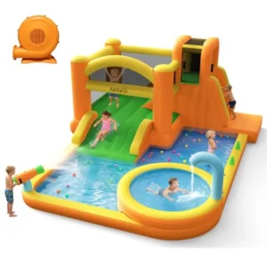 Backyard water slides for kids: 9-in-1 inflatable water park.