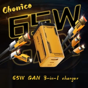 65W Portable Gallium Nitride Charger Gift Box Three-Port Fast Charger.