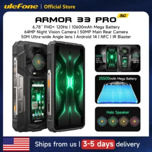 Ulefone Armor 33 Pro 5G Rugged Phone 25500 mAh 512GB ROM 120Hz 6.59”3.4".